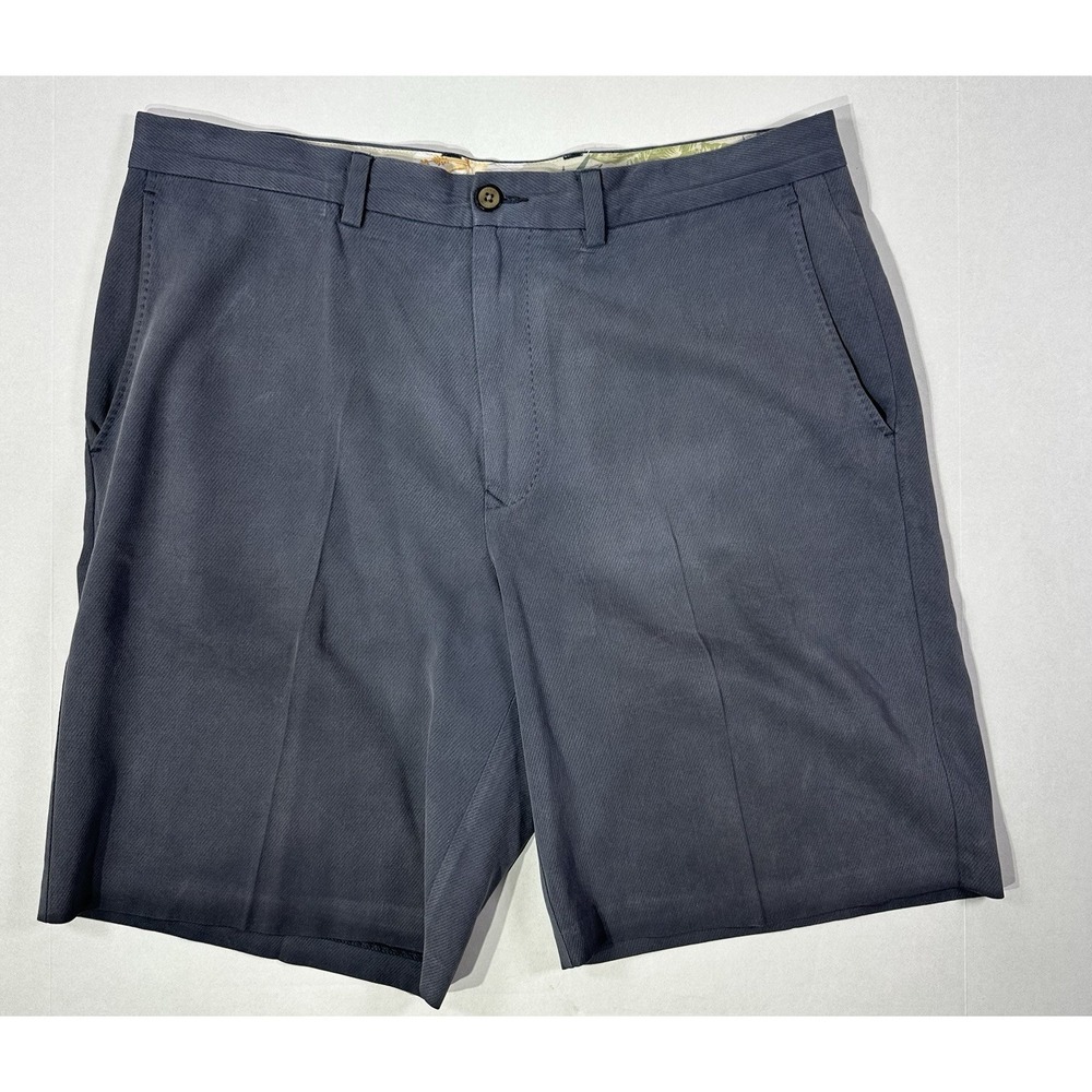 Tommy Bahama Men's Shorts 35 Blue Flat Front Silk Blend Dress Casual Chino
